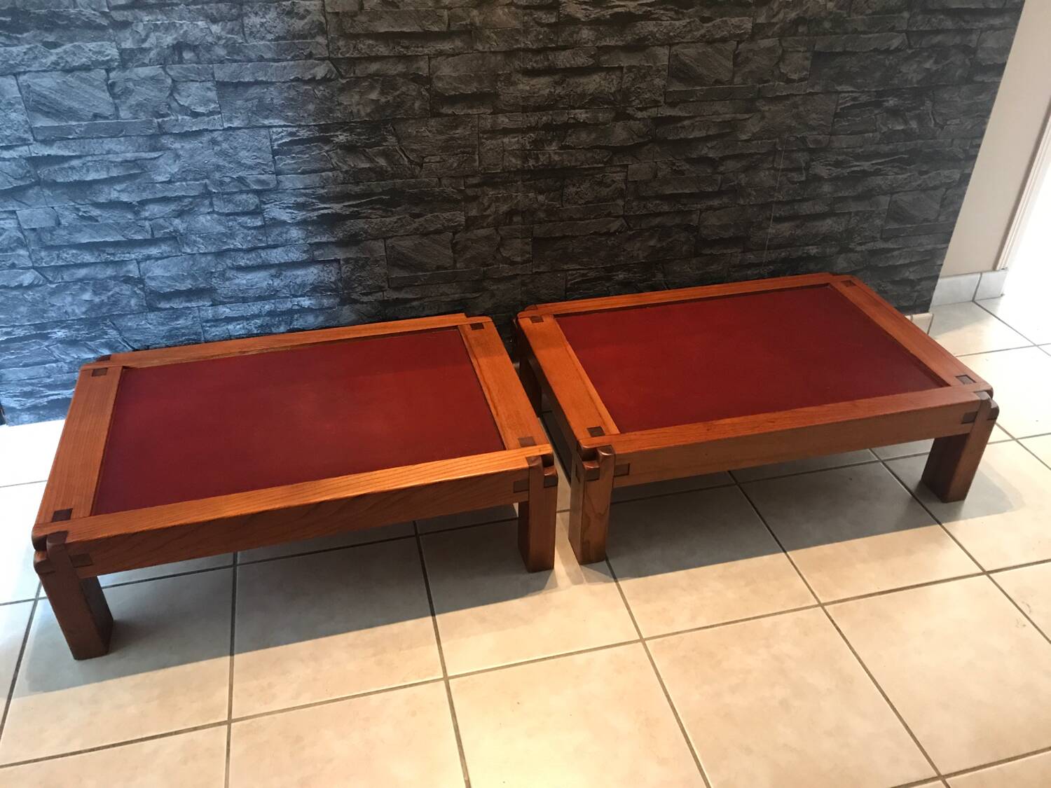 Paire de  tables basse pierre chapo