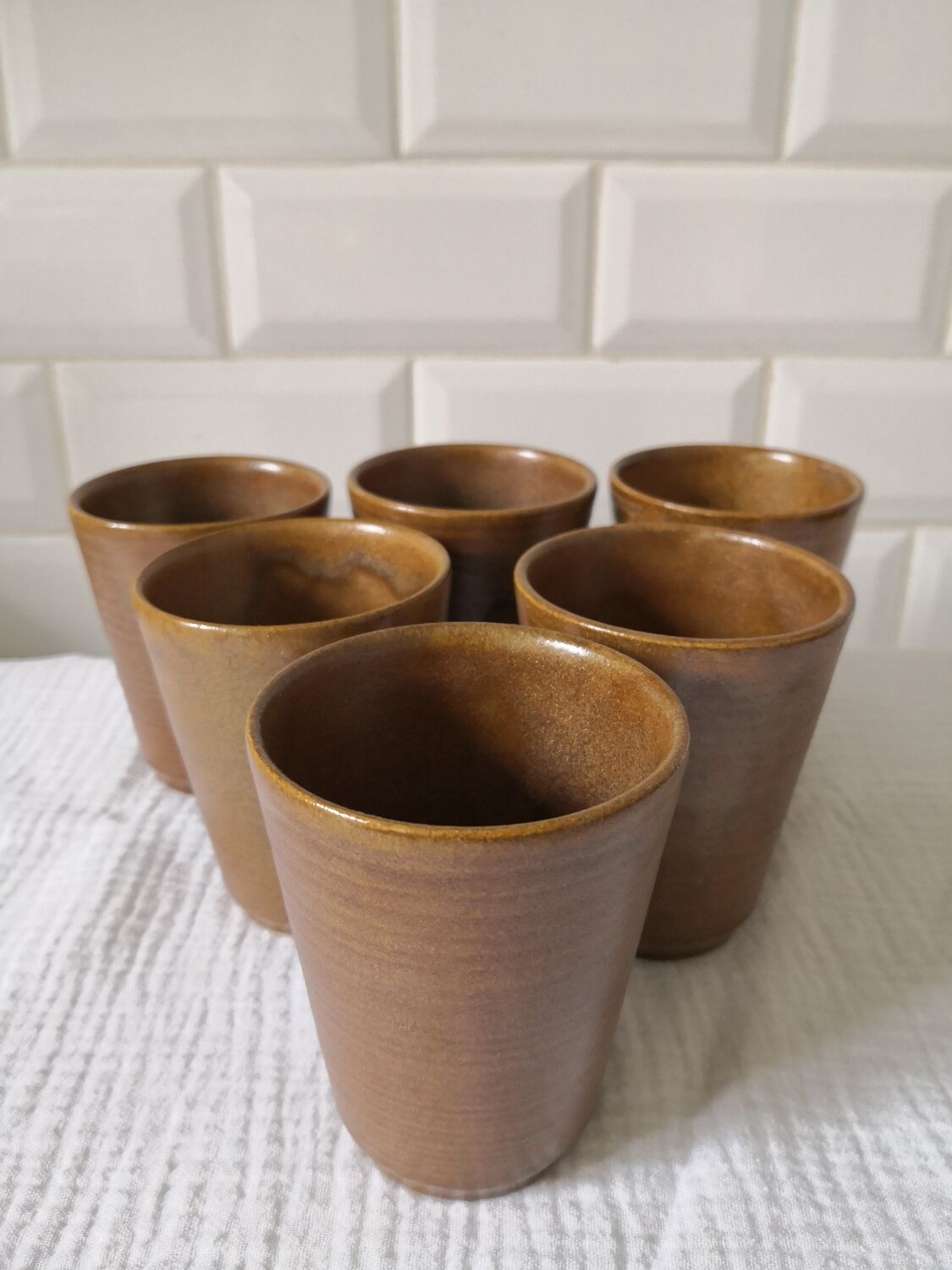 Set of 6 Digoin stoneware cups