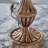 Brass lamp with vintage mother-of-pearl lampshade