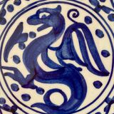 Large service dish blue dragon decoration