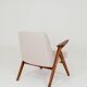 Fauteuil Lounge Beige Tressé Revêtement Bois Couleur Noyer