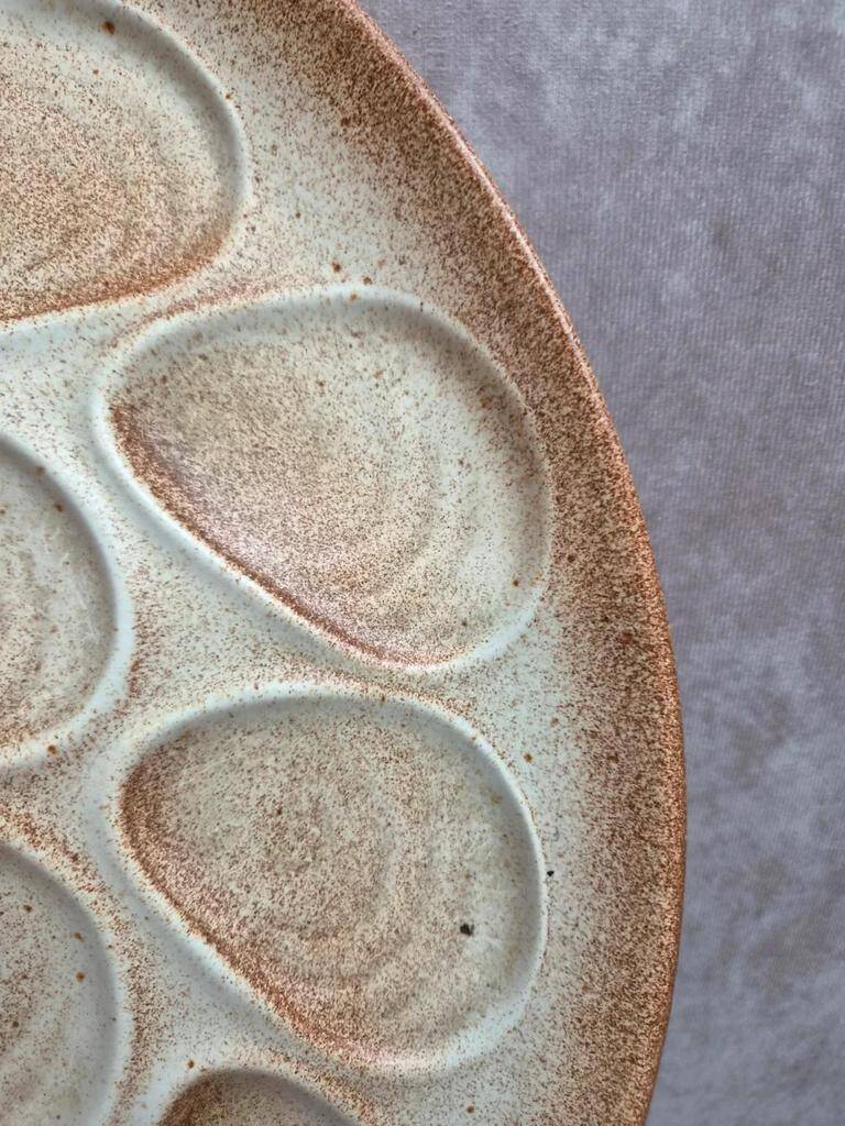 Large oyster plate Salins-les-Bains France vintage 41 cm