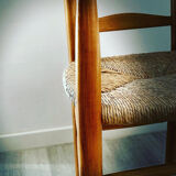 Wood and straw armchair