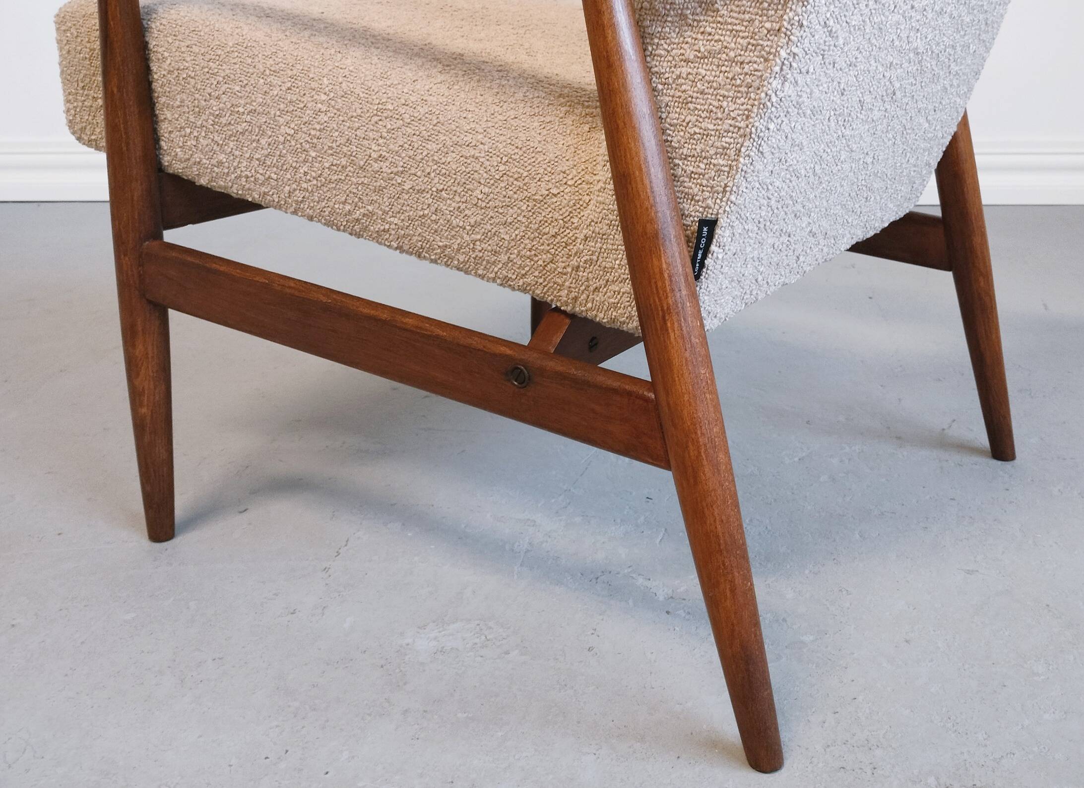 1960 Henryk Lis Mid Century Armchair in Beige Boucle