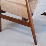 1960 Henryk Lis Mid Century Armchair in Beige Boucle