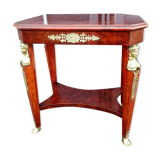 Table gueridon ancien décor bronze empire