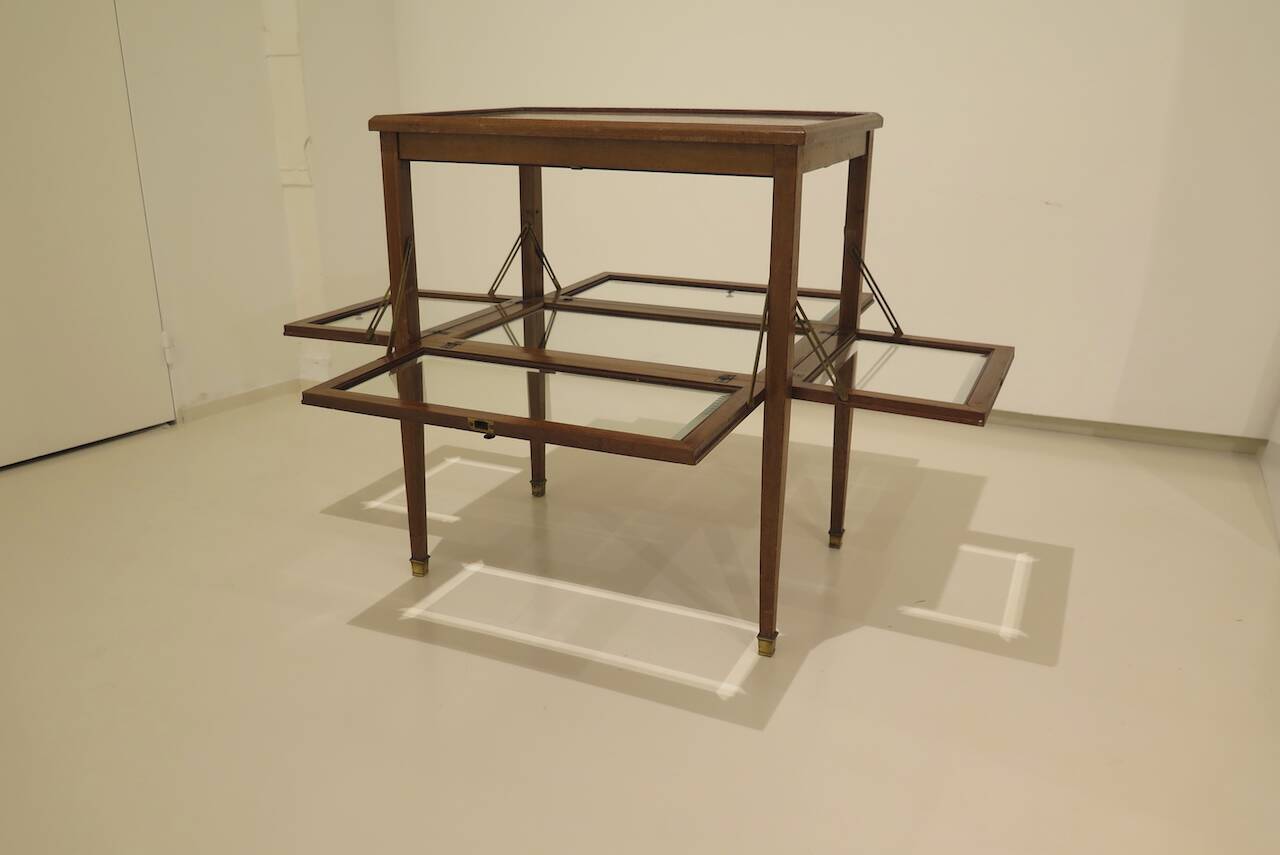 Marquetry table with display case