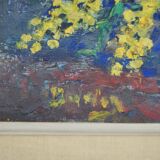 Julien Duriez 1900-1993 Mimosas bouquet Oil on signed and dated panel, vintage frame