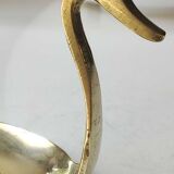 Pair of hand candle holders/Cellar rats shape swans, in polished brass. 1950s