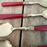 Six ice cream spoons in brass and bakelite
