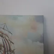 Marine painting on canvas – Large sailing ship at sea – 40 × 30 cm