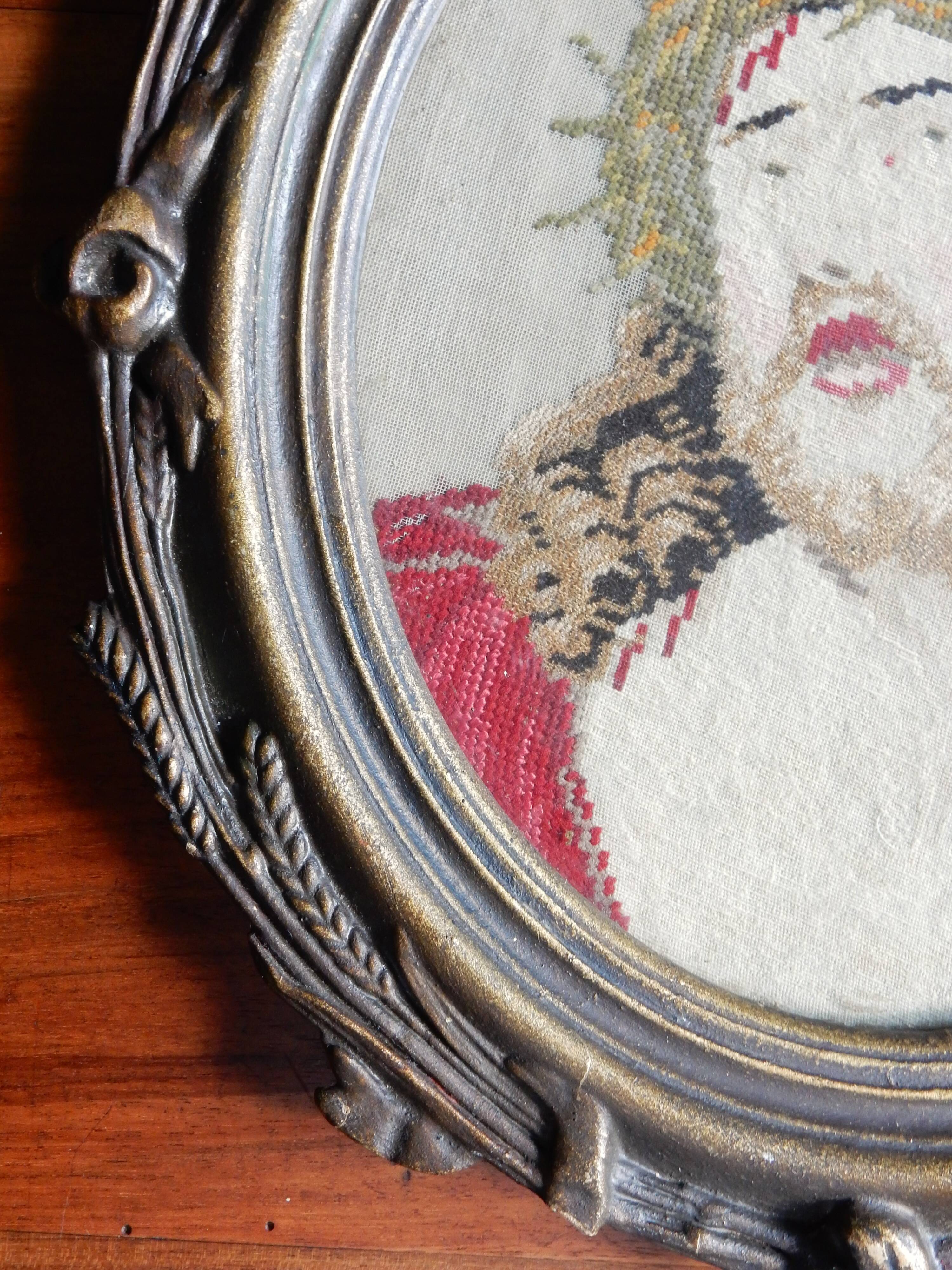 Framed tapestry portrait of Jesus Christ