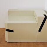 Modular sofa lacquered white and orange fabric