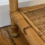 Antique rattan bedside table with vintage drawer