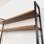 Bureau italien moderniste avec bibliothèque étagère string teck métal