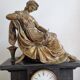 Antique bronze clock signed fireplace