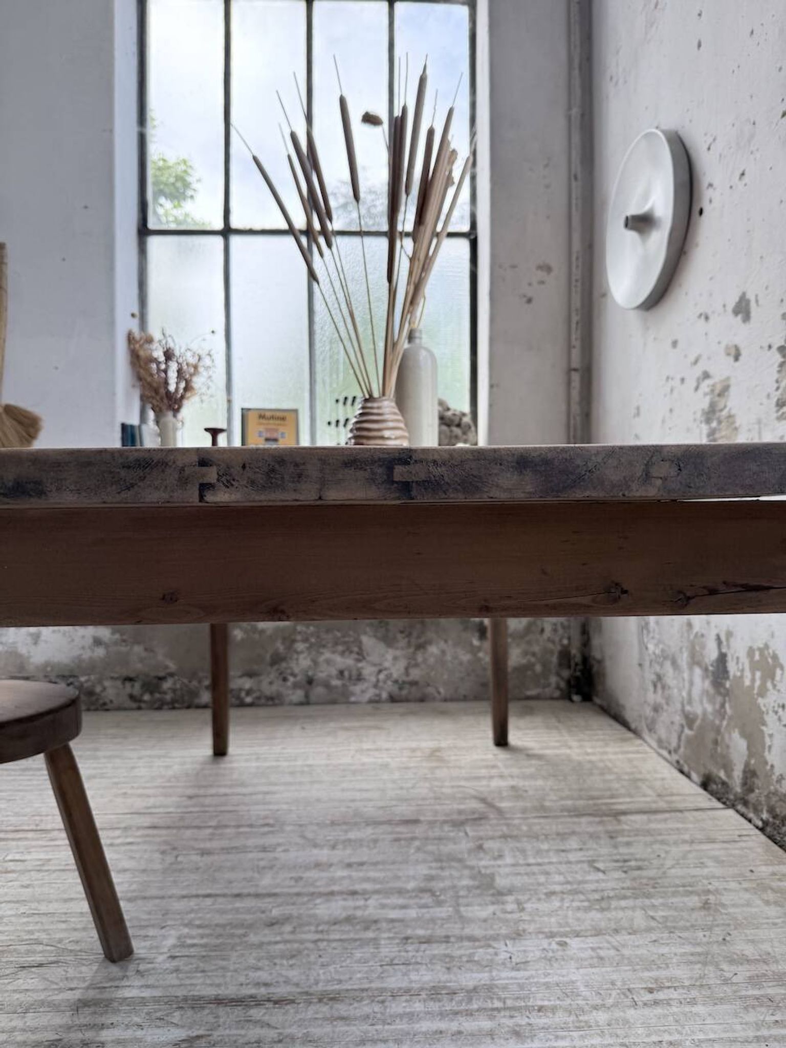 Farm table pitch pine 2 x 1 m from the 1950s