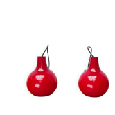 Lampes suspendues en verre rouge allemandes du milieu du siècle par Peill & Putzler, années 1960, lot de 2