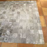 Cowhide rug, silver-grey patchwork