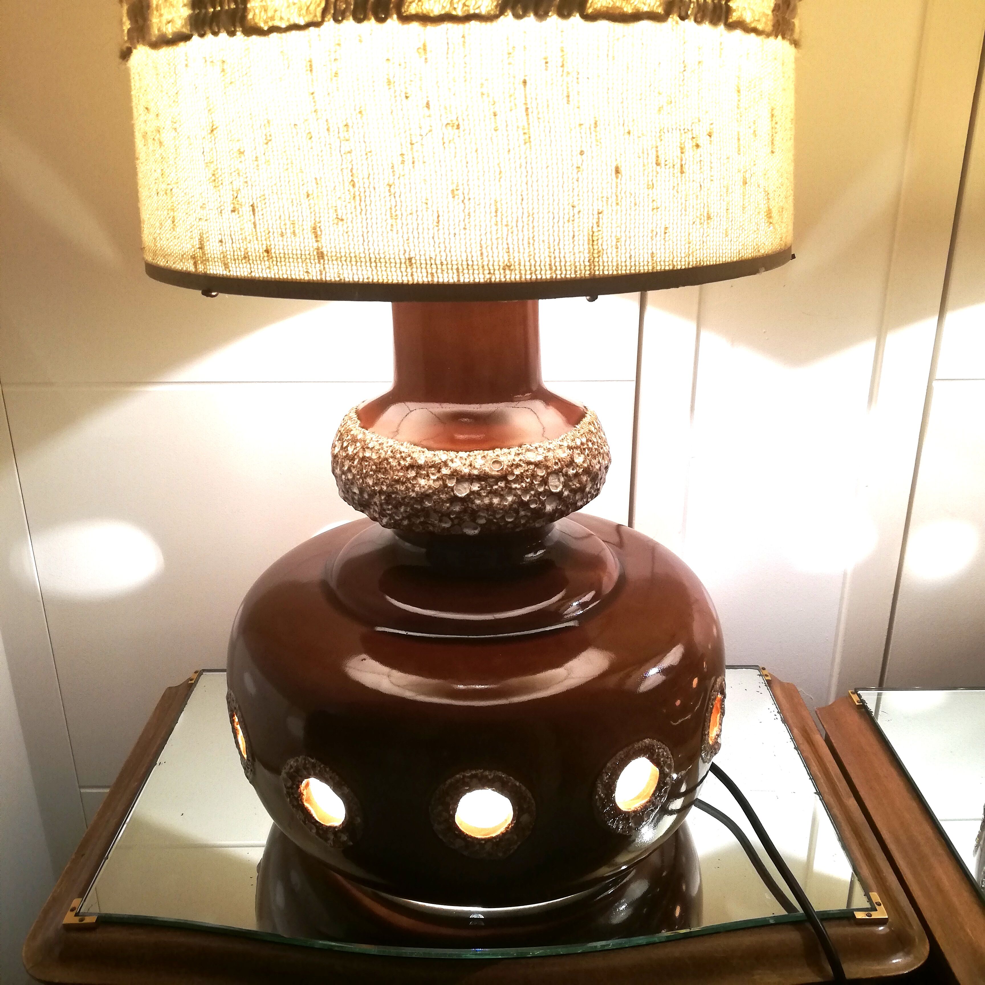Pair of vintage ceramic lamps with double lighting