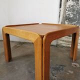 Square coffee table in light oak design 1970
