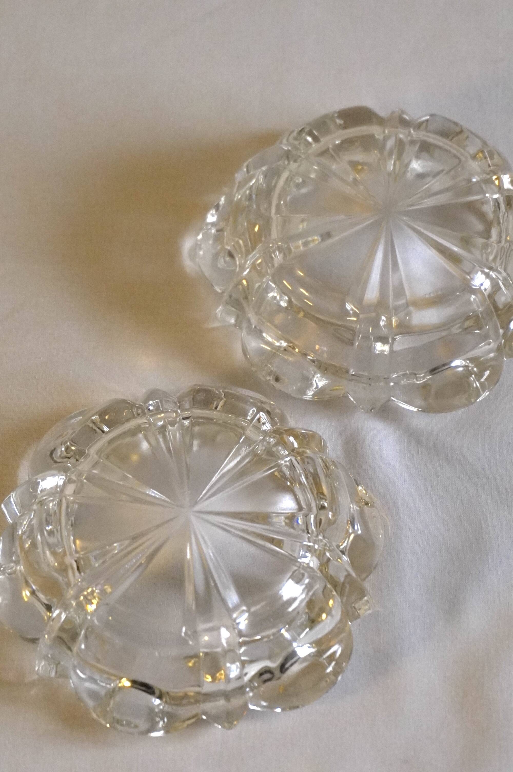 Set of 2 crystal ashtrays / pocket trays from Reims
