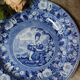 Set of 4 cobalt blue English dessert plates