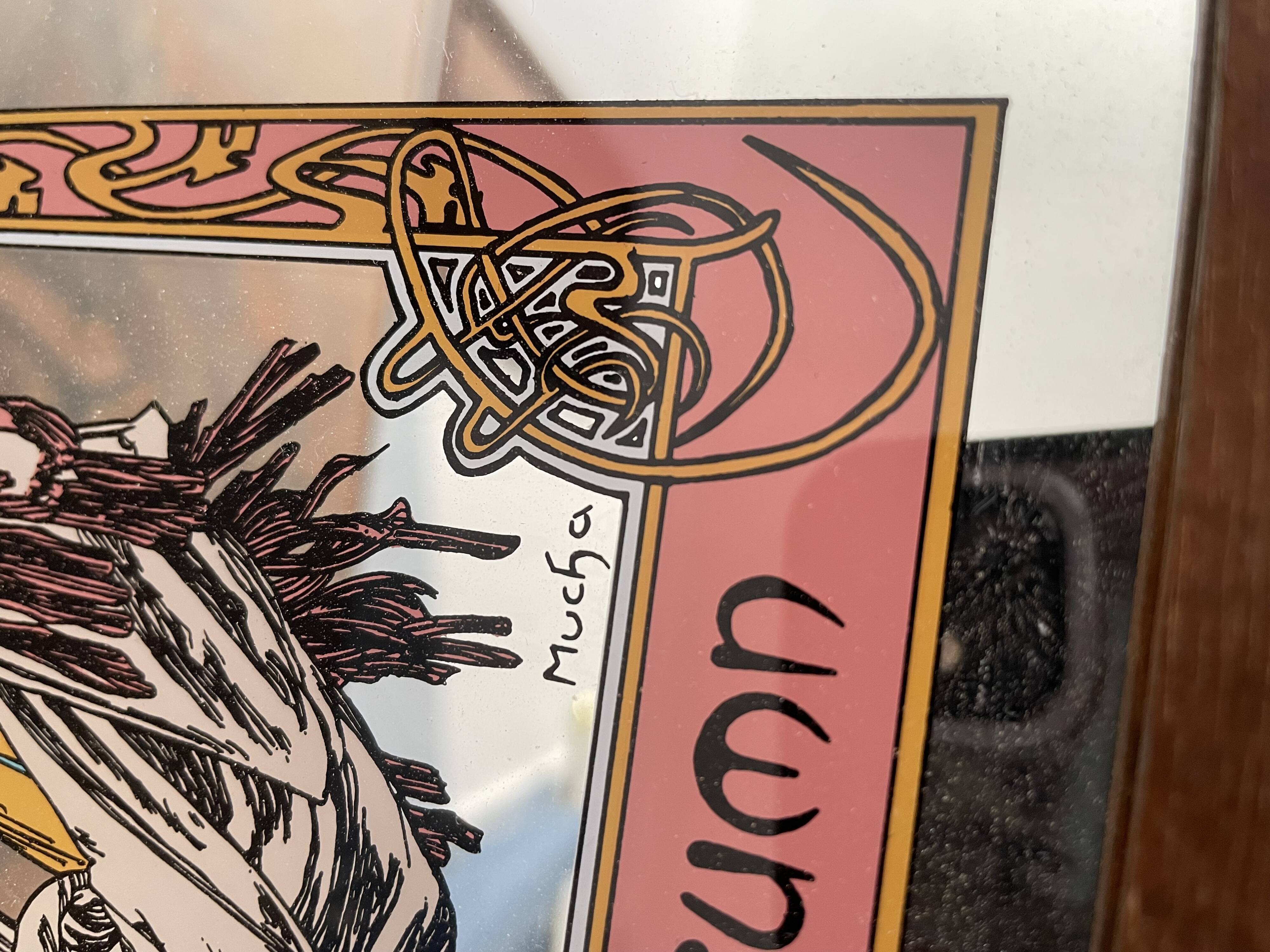 Set of 3 mirrors screen-printed Mucha, the 4 seasons -lack summer-