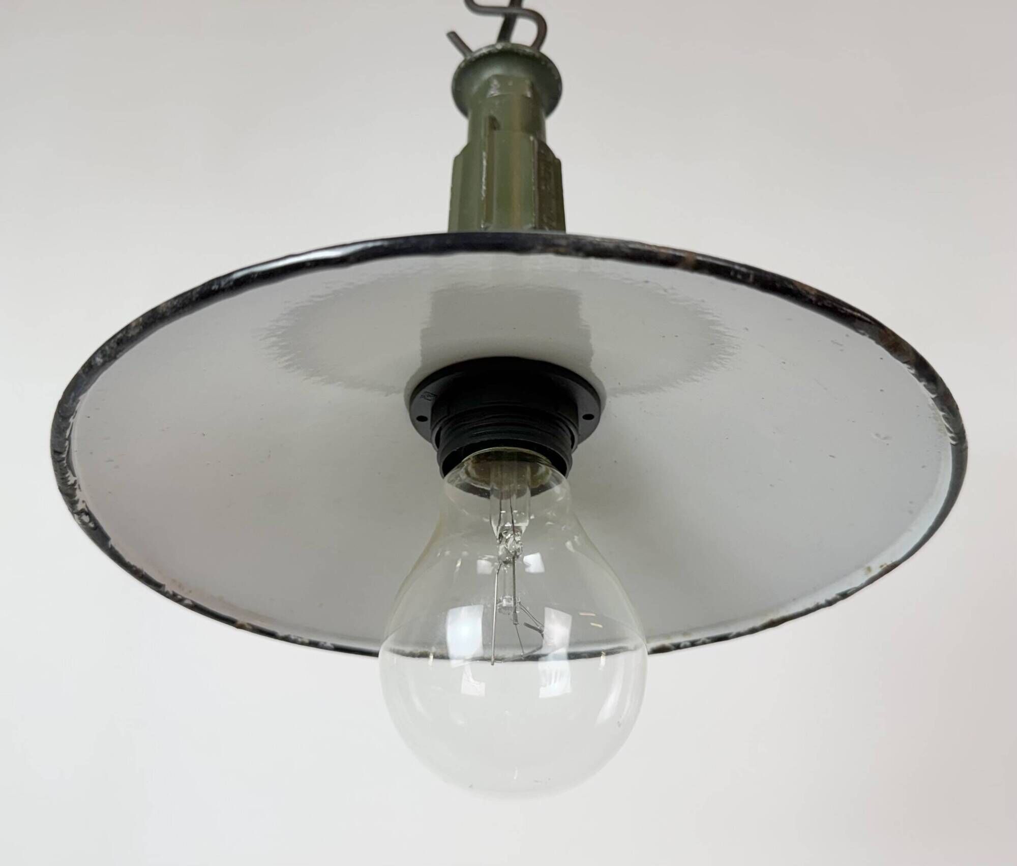 Industrial Blue Enamel Military Pendant Lamp with Cast Aluminium Top, 1960s