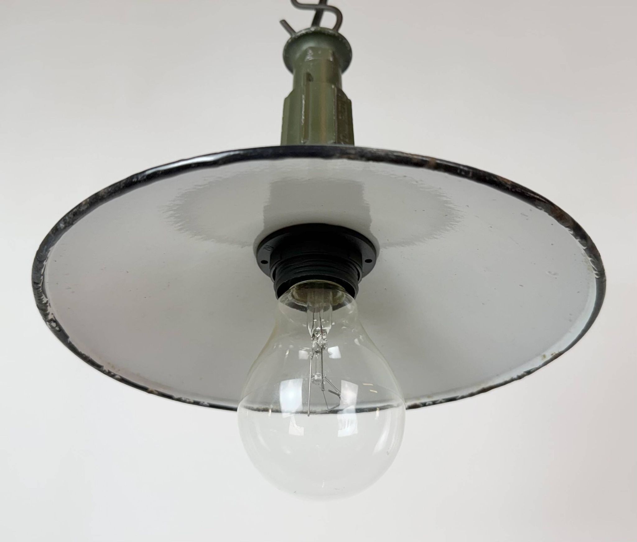 Industrial Blue Enamel Military Pendant Lamp with Cast Aluminium Top, 1960s