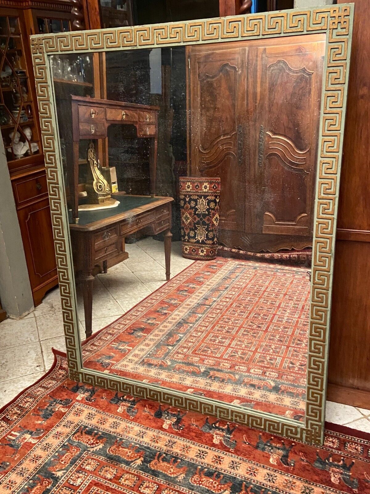 Woodwork mirror fireplace glass Greek frieze decor early 19th Empire 167 x 128.7 cm