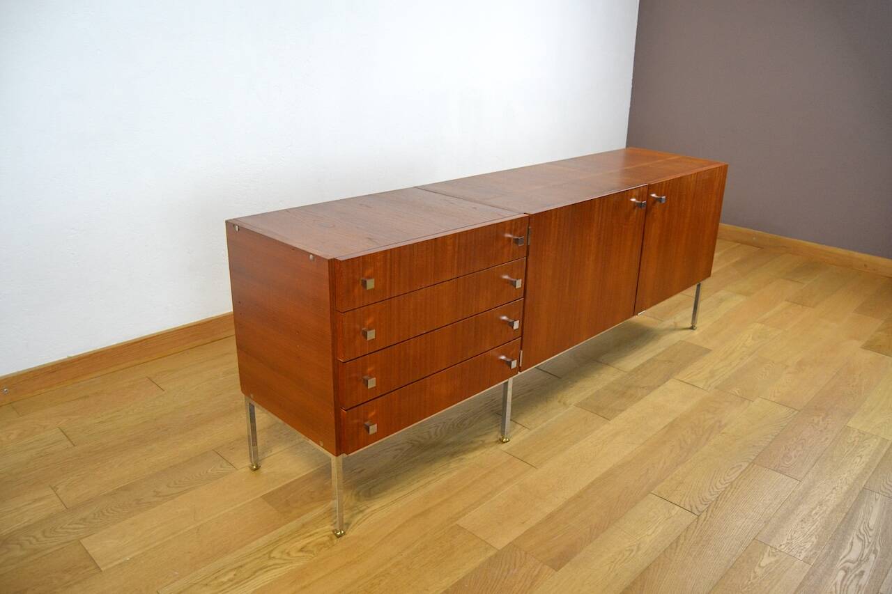 Mahogany Enfilade & Chrome Legs by Luigi Bartolini Vintage 1960