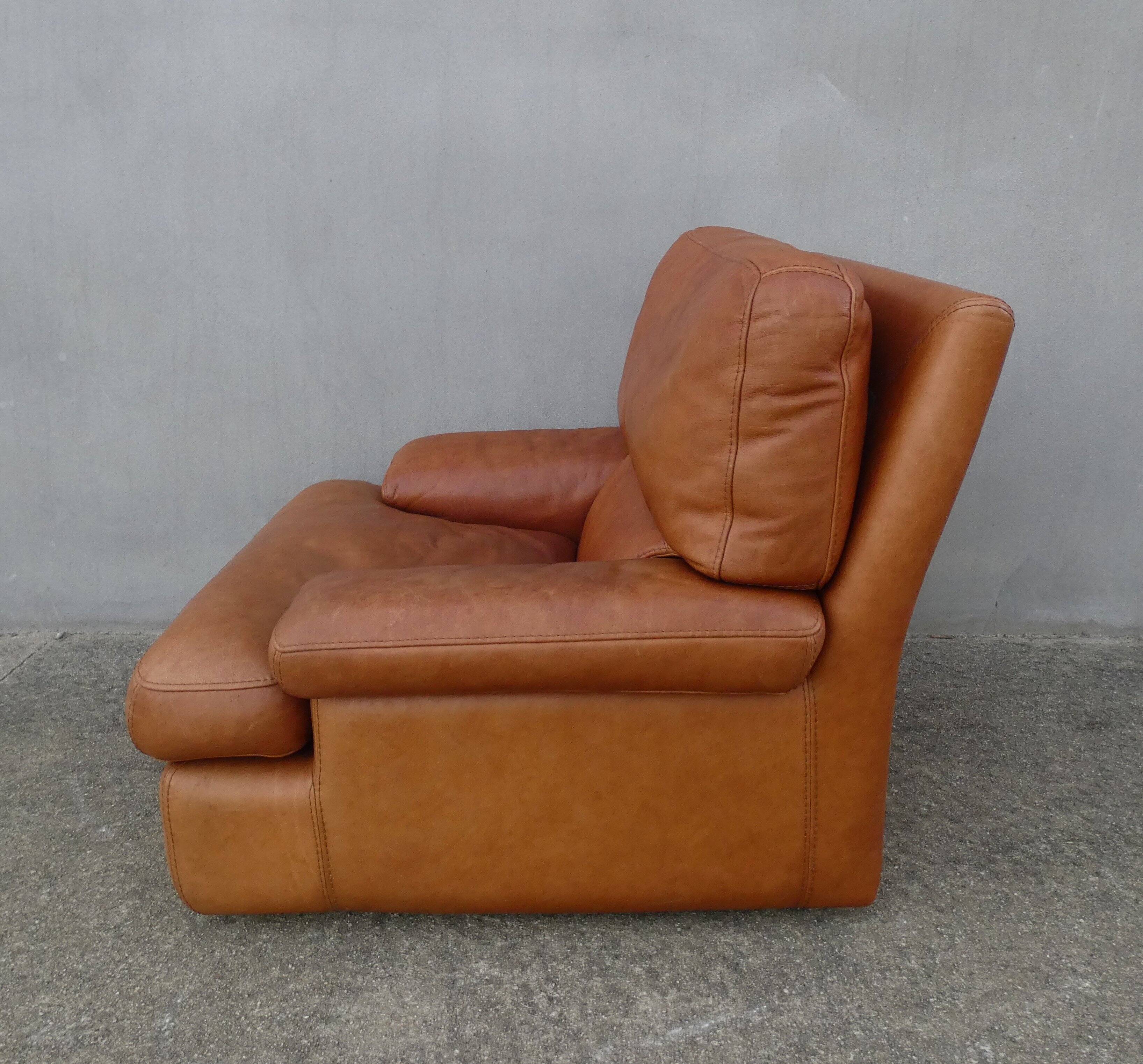 Vintage loft leather armchair DUVIVIER