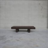 Brutalist belgium oak sleeper mid-century coffee table