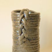 Boudin pitcher with twisted handle - Grey blue stoneware pottery