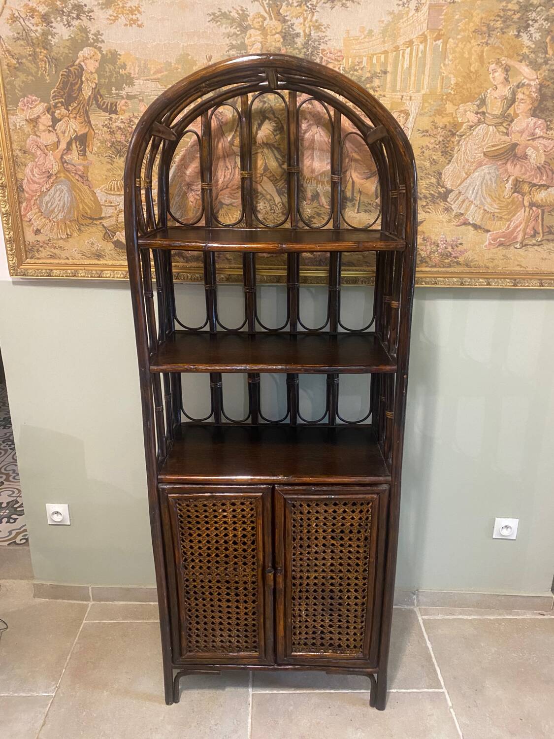 Étagère en rotin vintage