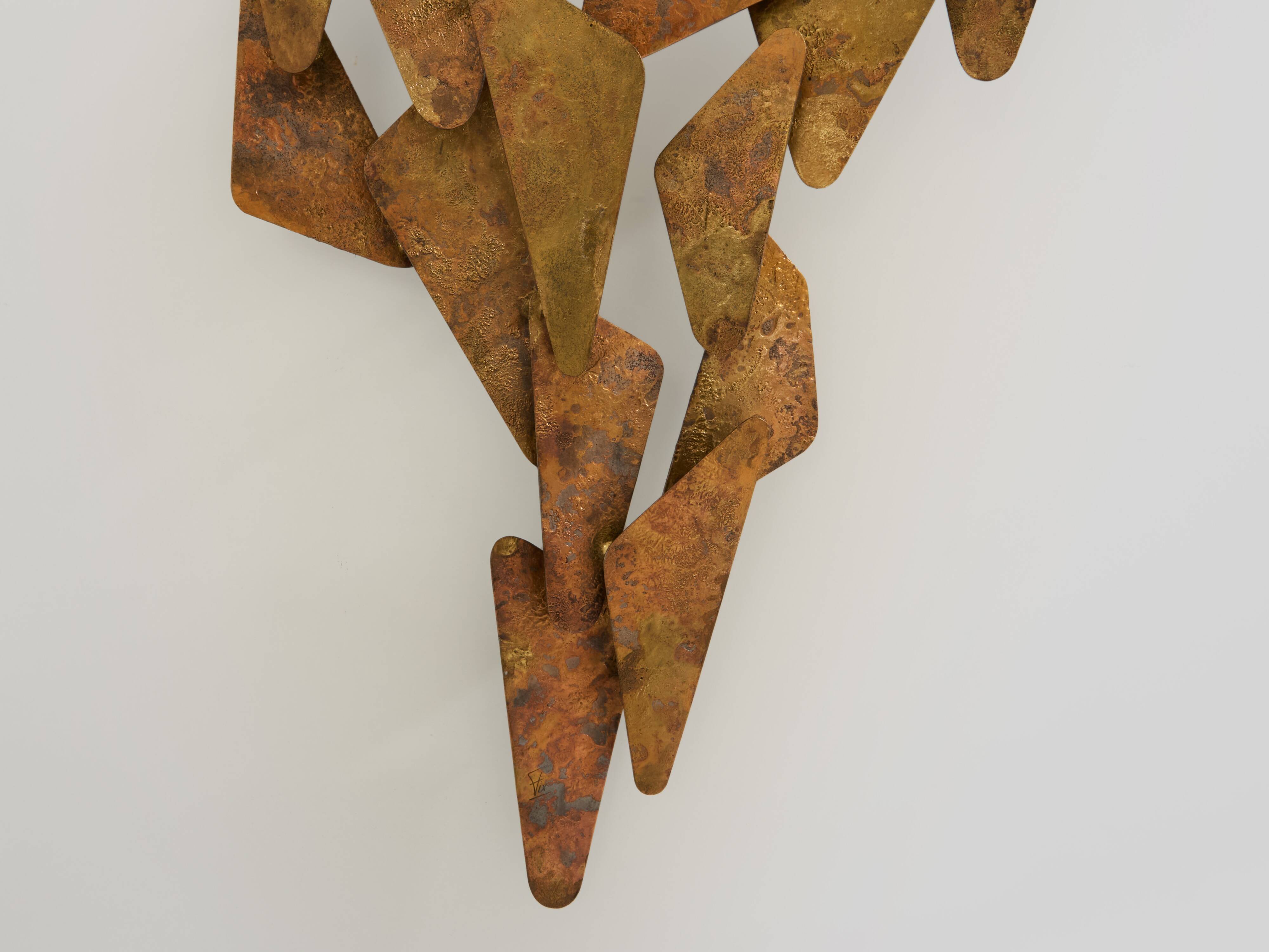 Auguste fixed sculpture metal appliqué patinated around 1970