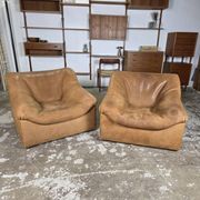 2 leather lounge chairs De Sede DS-46 vintage design from the 1970s