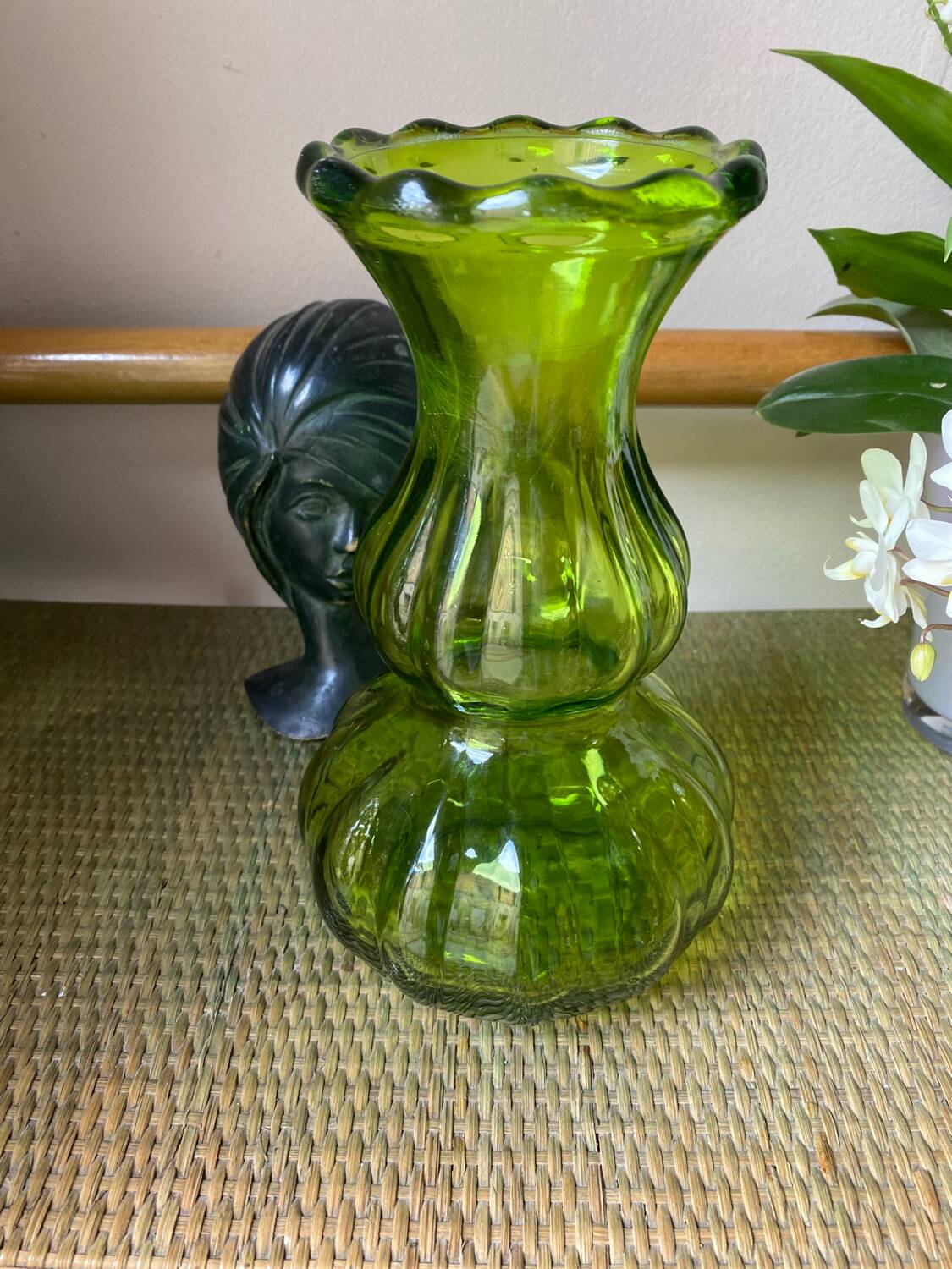 Green glass vase