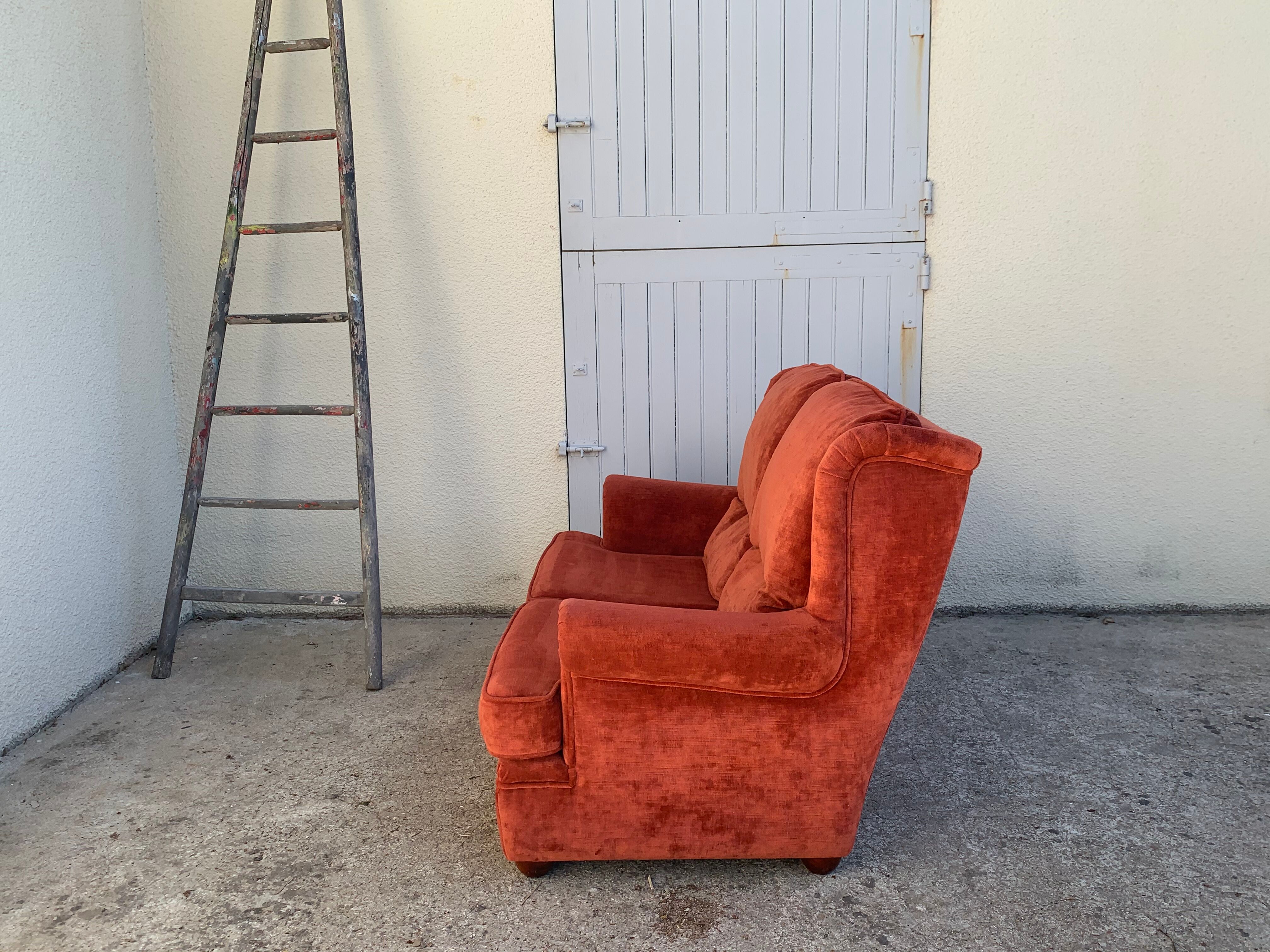 Coral velvet toad sofa