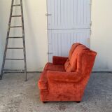 Coral velvet toad sofa