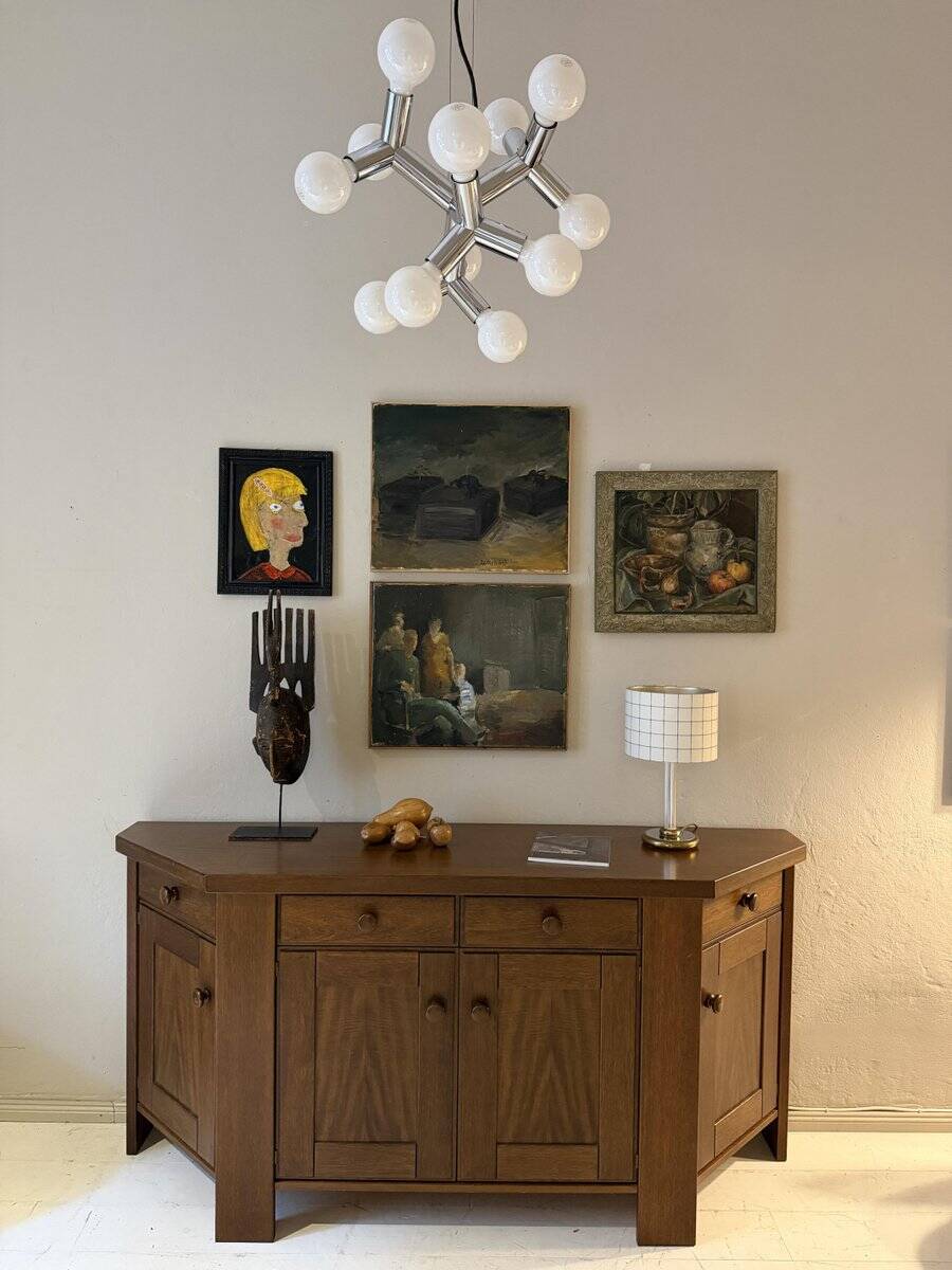 Space Age Atomic Chrome Chandelier by J.T. Kalmar, Germany, 1970