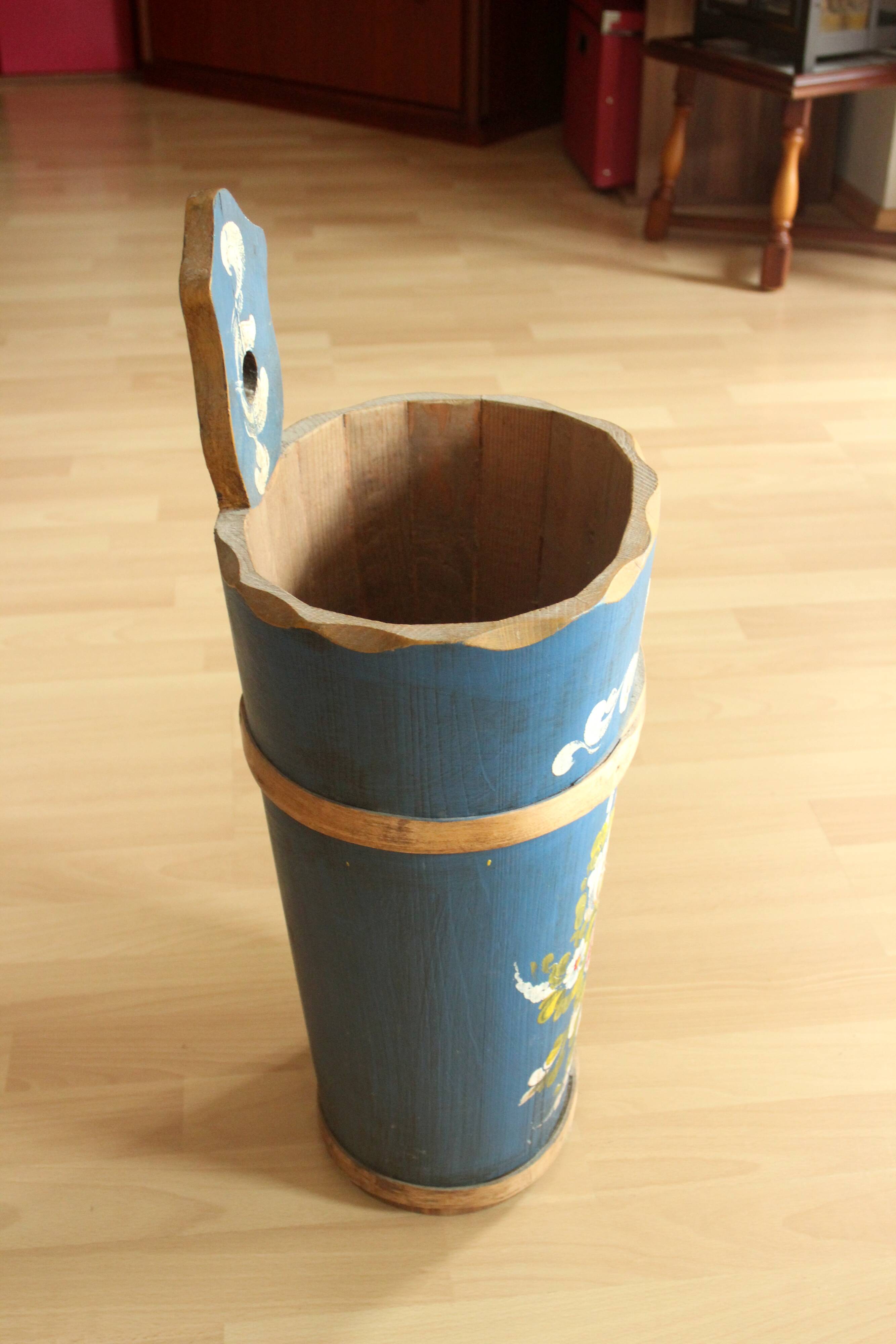 Handmade handpainted wooden umbrella stand - vintage