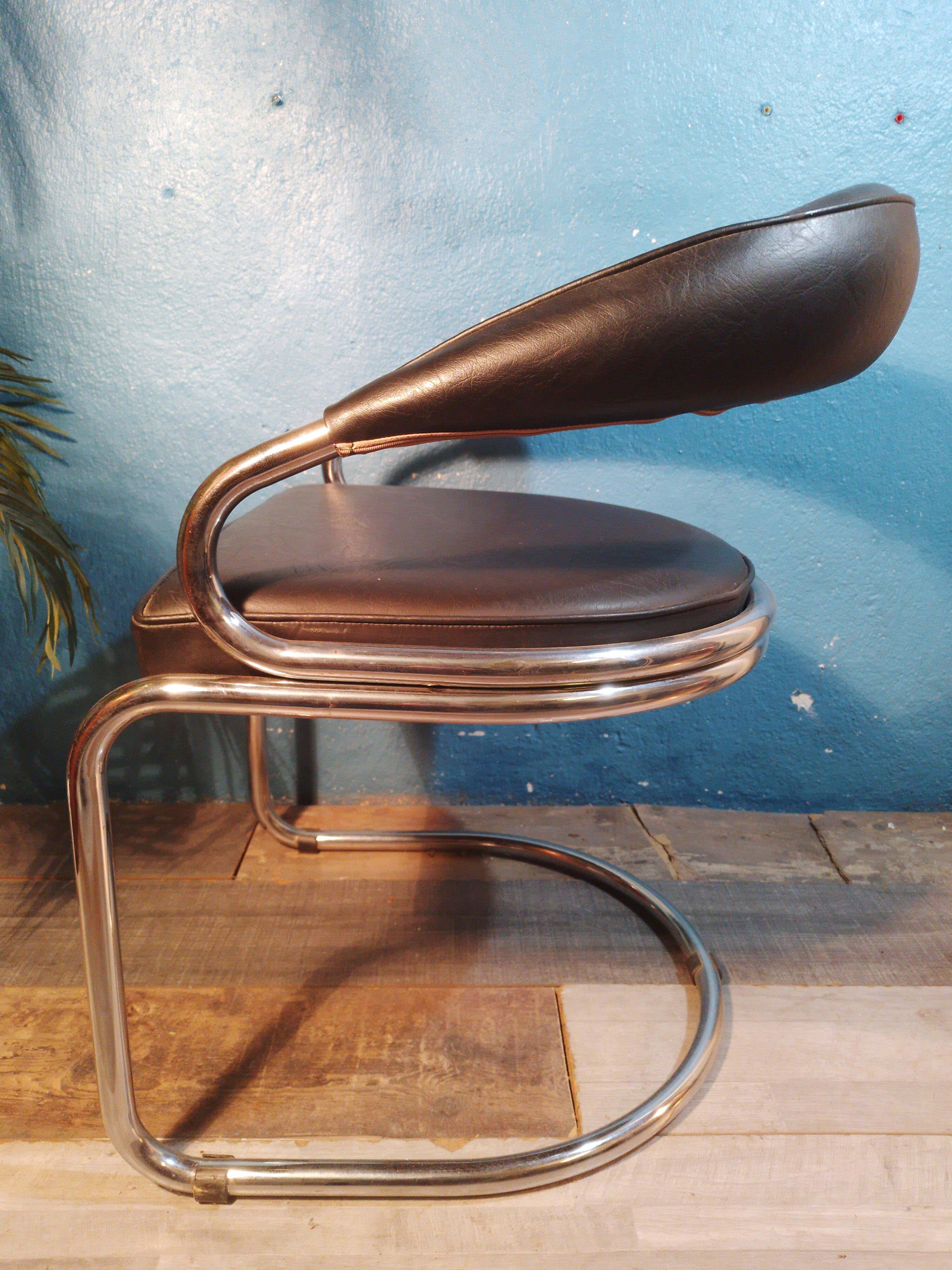 Fauteuil cuir Giotto Stoppino 1970s