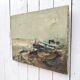 Oil on canvas boats in storm