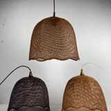 Beehive webbing rattan wicker pendant hanging lamp, 1930s
