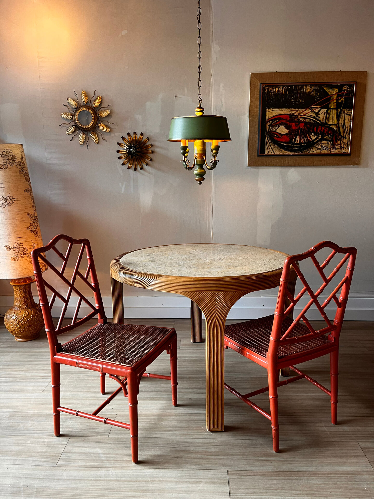 Vivai del Sud rattan dining table — Italy, 1970s