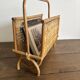 Porte-revues vintage en rotin naturel  des années 60