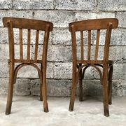 Pair of bistro chairs troquet Parisien in curved wood 1950