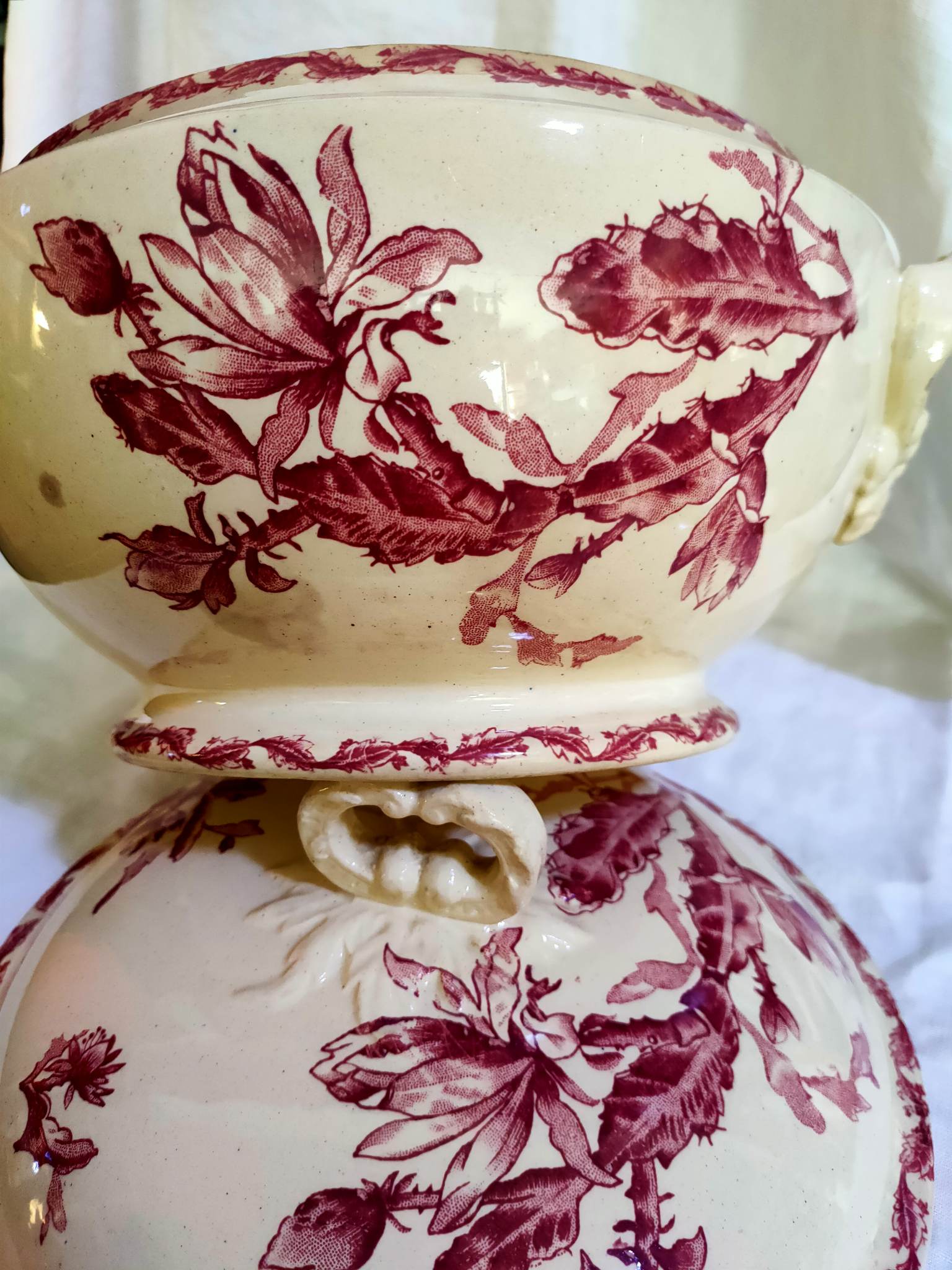 Earthenware tureen of Gien decoration Cactus